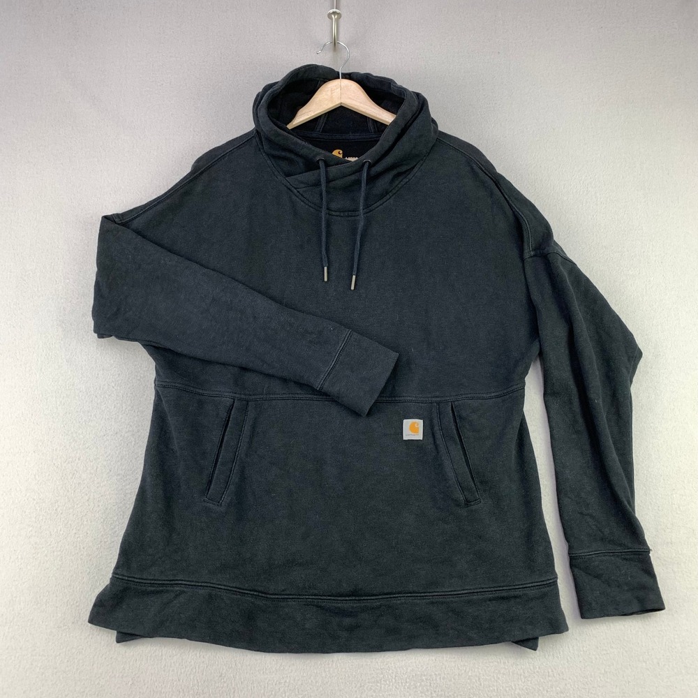 Carhartt Newberry Hoodie Womens Large Grey Relaxed Fit French Terry Pullover